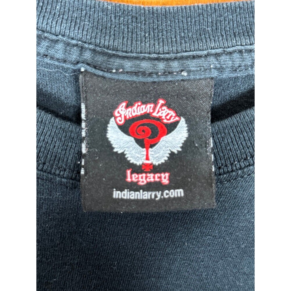 Vintage Indian Larry Shirt Mens XL Black Cotton Short Sleeve USA Y2K 2004 - Picture 7 of 12